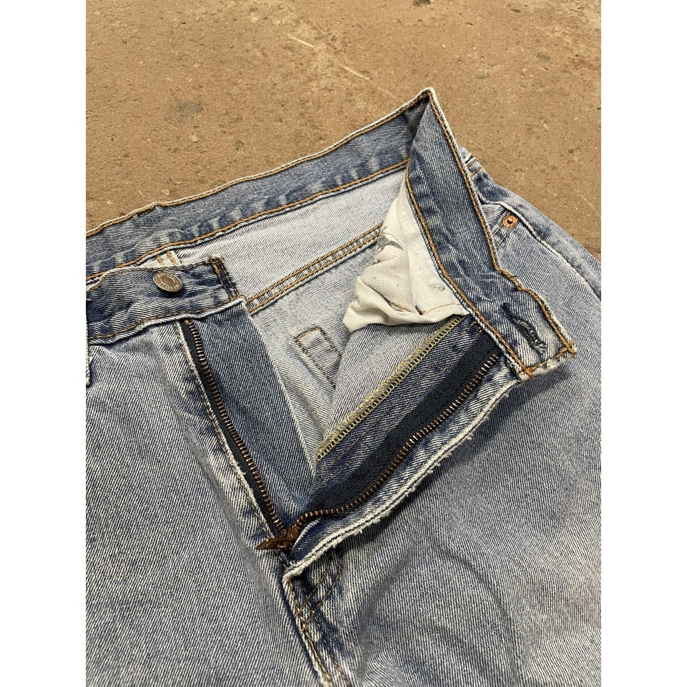 Levis 550 Jeans Mens 34x34 Light Wash Blue Relaxed Tapered Zip Fly Distressed - Picture 6 of 16